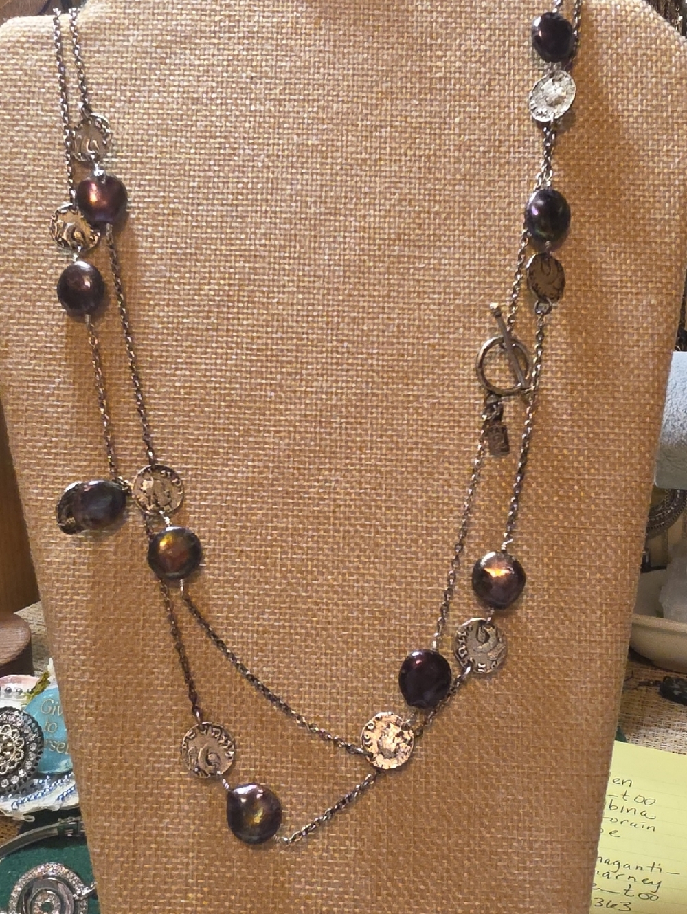 Layered Purple Pearlescent Coin Necklace
